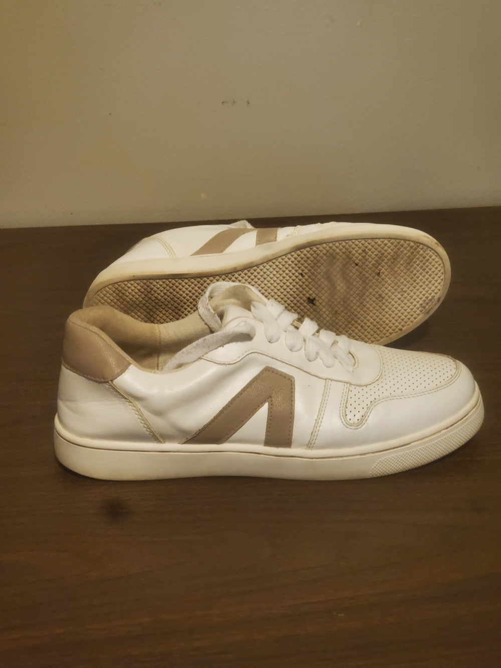 MIA White and Tan Low-Top Sneakers